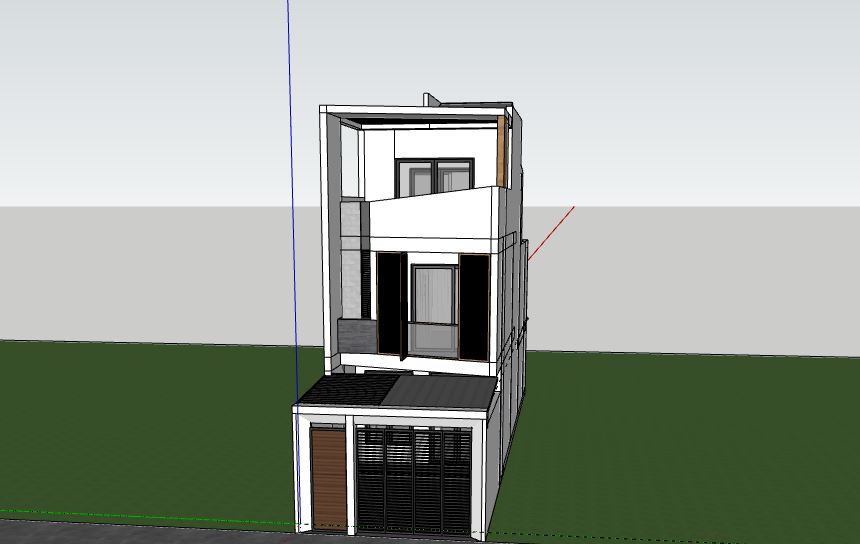 Nhà phố 3 tầng,Model su nhà phố 3 tầng,sketchup nhà phố 3 tầng