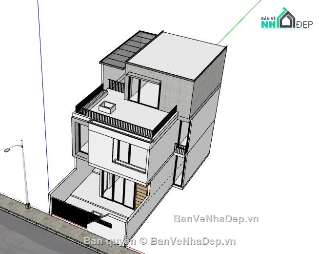 Nhà phố 3 tầng,File su nhà phố 3 tầng,sketchup nhà phố 3 tầng