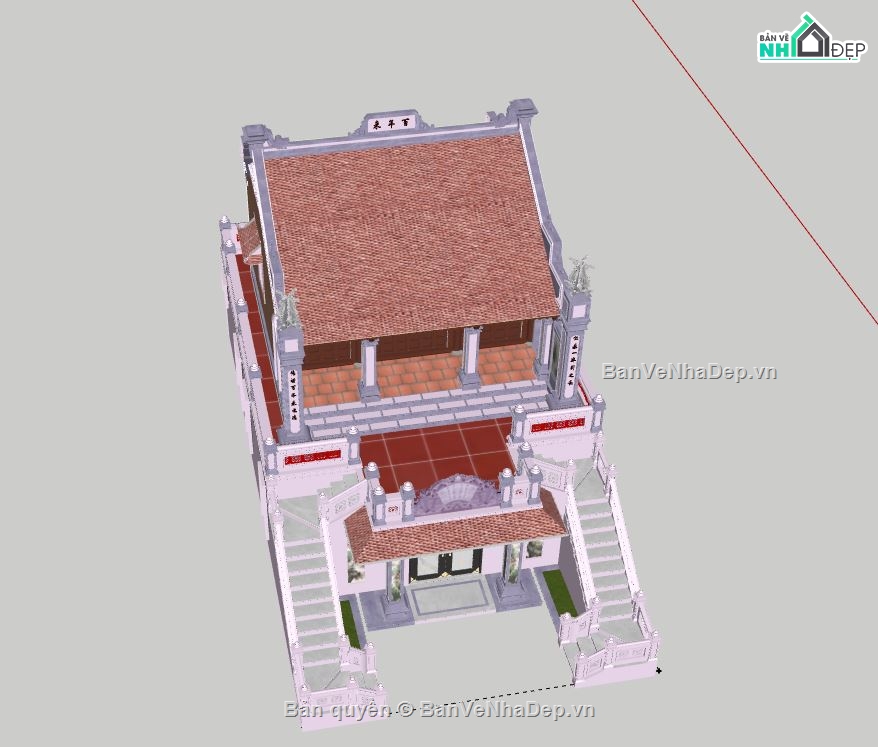 Nhà ở kết hợp nhà thờ 2 tầng,Model su nhà ở kết hợp nhà thờ,nhà thờ kết hợp nhà ở