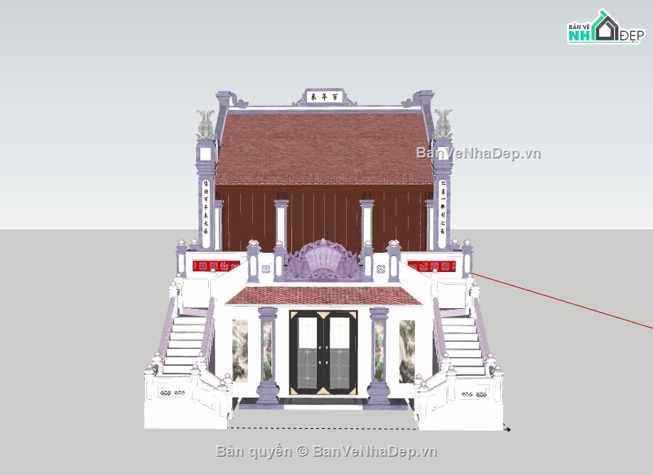 Nhà ở kết hợp nhà thờ 2 tầng,Model su nhà ở kết hợp nhà thờ,nhà thờ kết hợp nhà ở