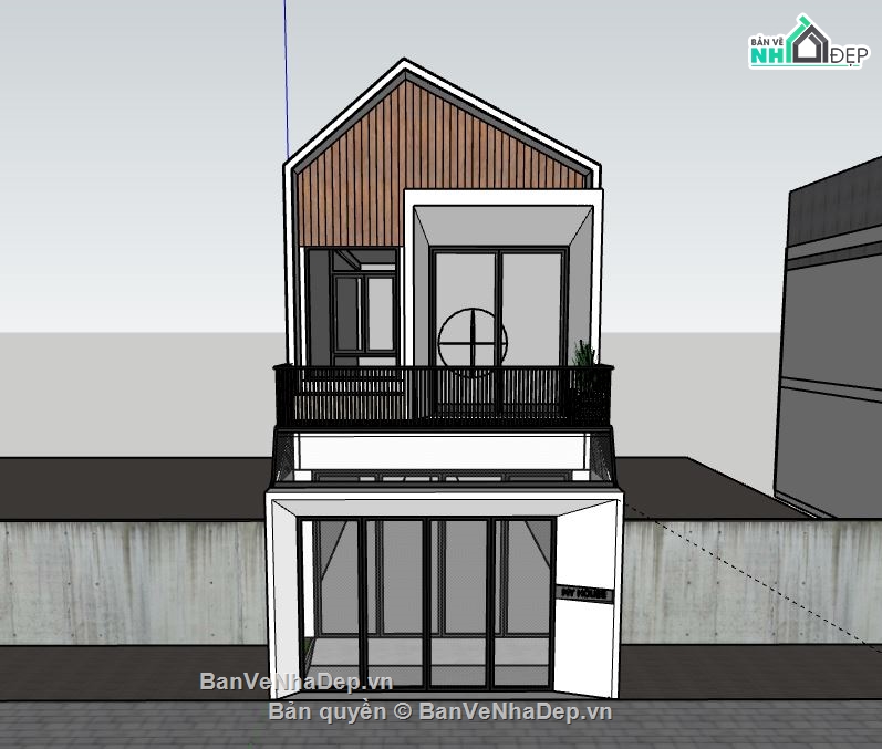 Nhà phố 2 tầng,model su nhà phố 2 tầng,file sketchup nhà phố 2 tầng