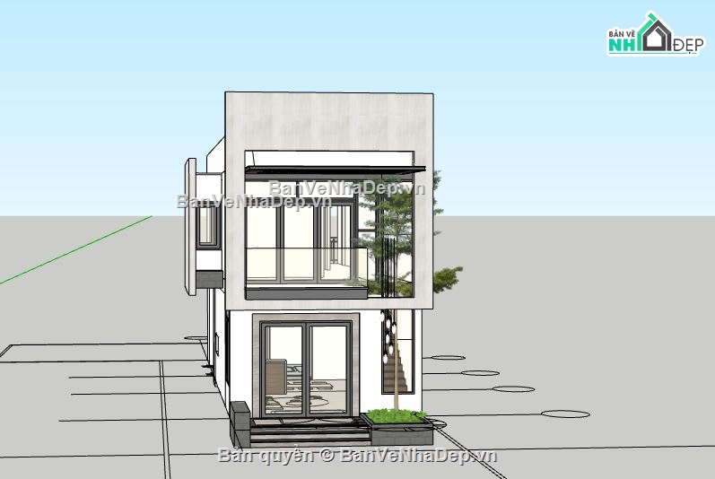 Nhà phố 2 tầng,File su nhà phố 2 tầng,sketchup nhà phố 2 tầng