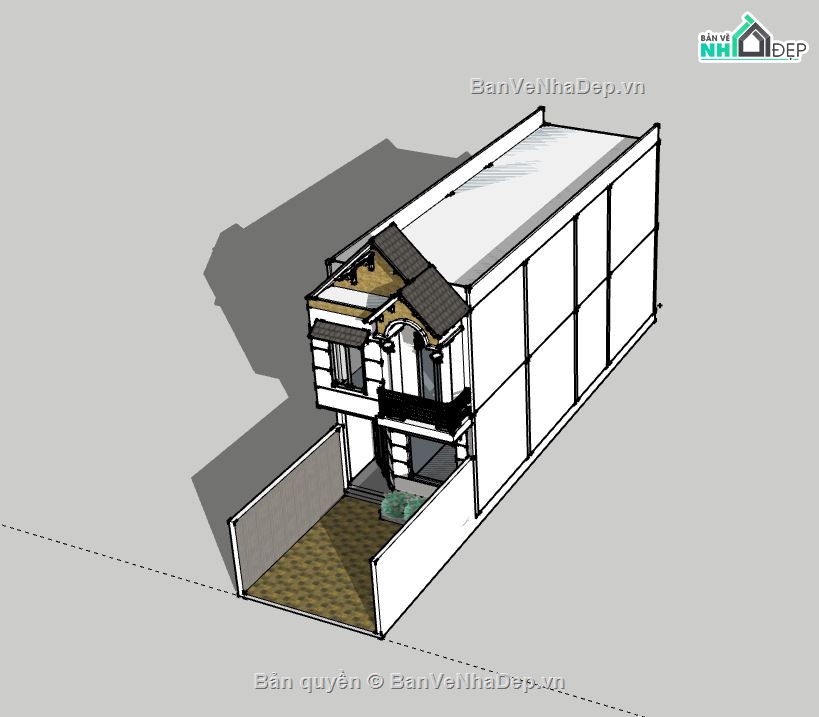 Nhà phố 2 tầng,model su nhà phố 2 tầng,sketchup nhà phố 2 tầng