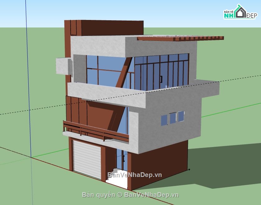 nhà phố 3 tầng,Sketchup nhà 3 tầng,file su nhà phố 3 tầng