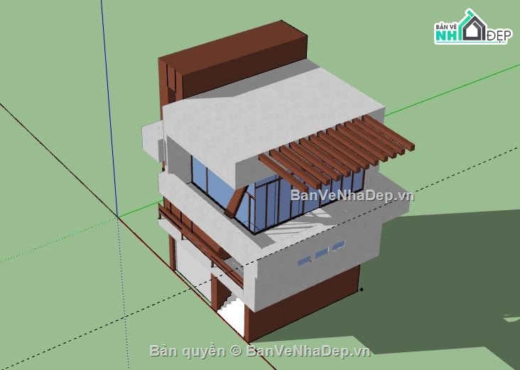 nhà phố 3 tầng,Sketchup nhà 3 tầng,file su nhà phố 3 tầng