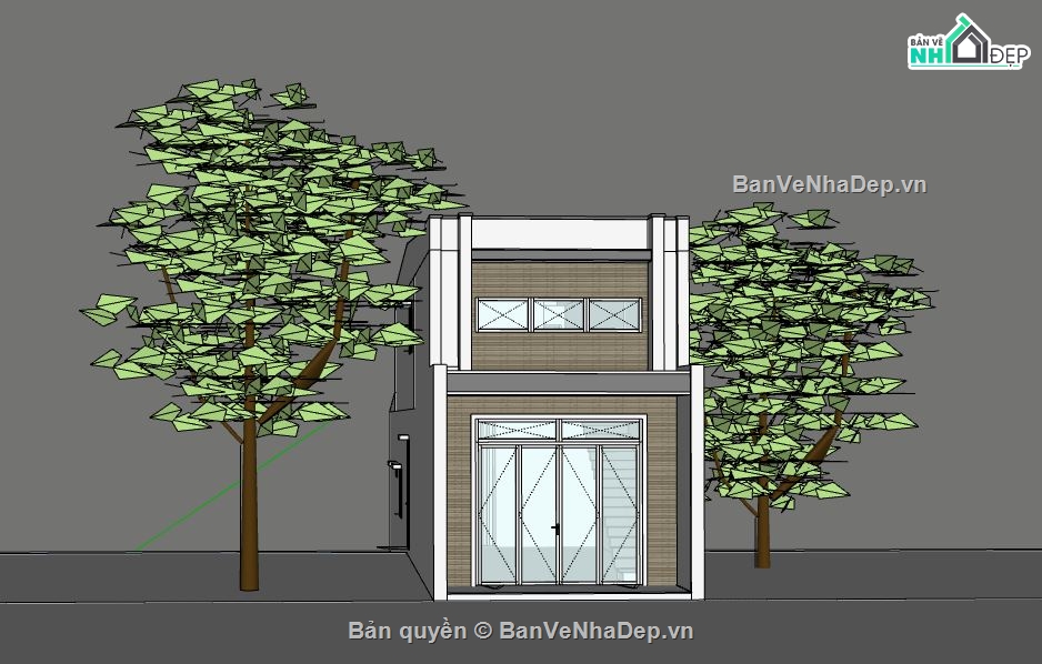 Nhà phố 1 tầng,model su nhà phố 1 tầng,sketchup nhà phố 1 tầng