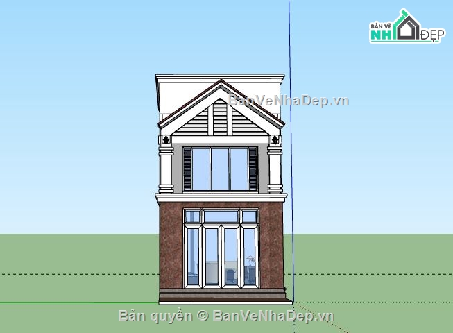 Nhà phố 2 tầng,model su nhà phố 2 tầng,sketchup nhà phố 2 tầng