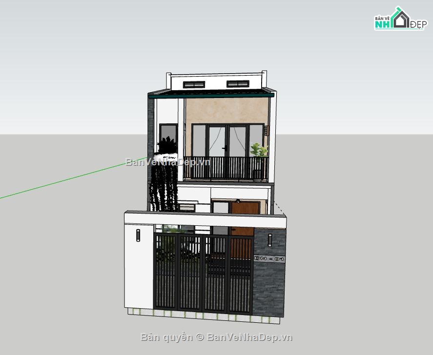 Nhà phố 2 tầng,model su nhà phố 2 tầng,model sketchup nhà phố 2 tầng hiện đại