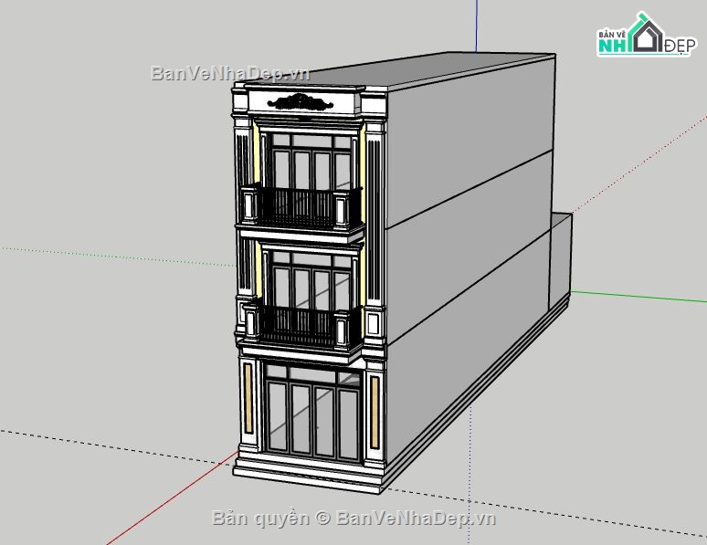 Nhà phố 2 tầng,model su nhà phố 2 tầng,file sketchup nhà phố 2 tầng