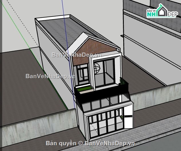 Nhà phố 2 tầng,Model su nhà phố 2 tầng,sketchup nhà phố 2 tầng