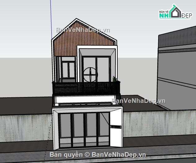 Nhà phố 2 tầng,Model su nhà phố 2 tầng,sketchup nhà phố 2 tầng