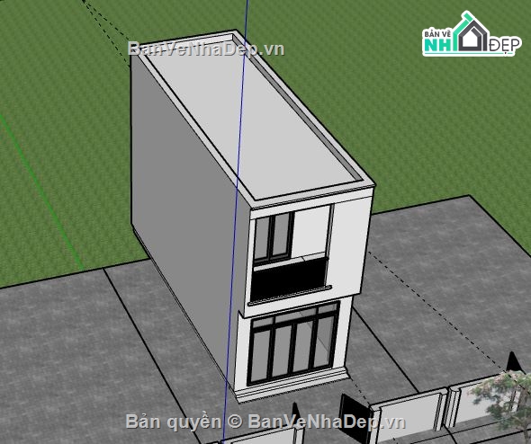 Nhà phố 2 tầng,model su nhà phố 2 tầng,sketchup nhà phố 2 tầng