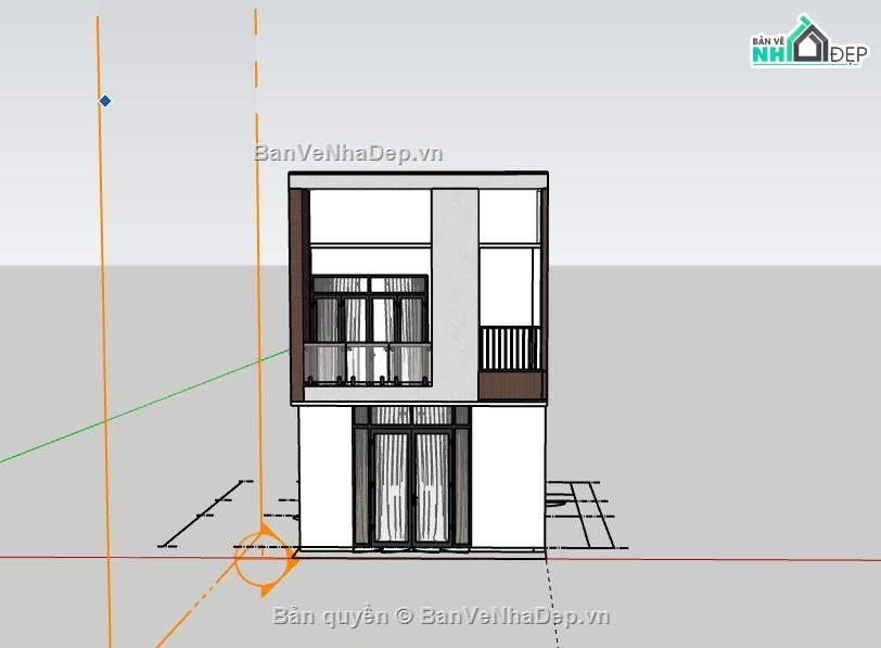 nhà phố 2 tầng,model su nhà phố 2 tầng,sketchup nhà phố 2 tầng