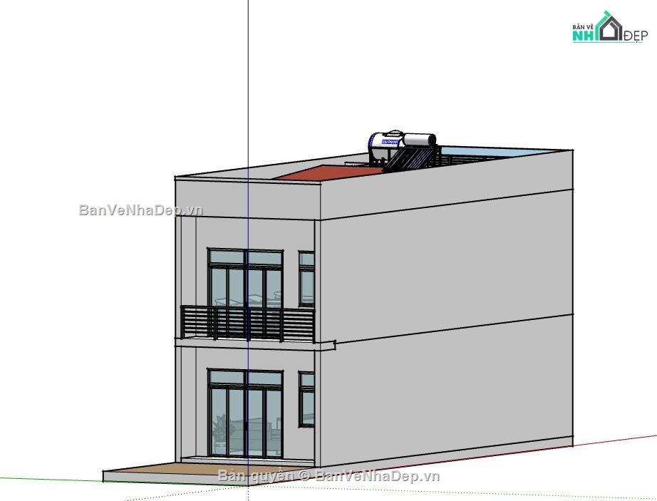 Nhà phố 2 tầng,model su nhà phố 2 tầng,sketchup nhà phố 2 tầng