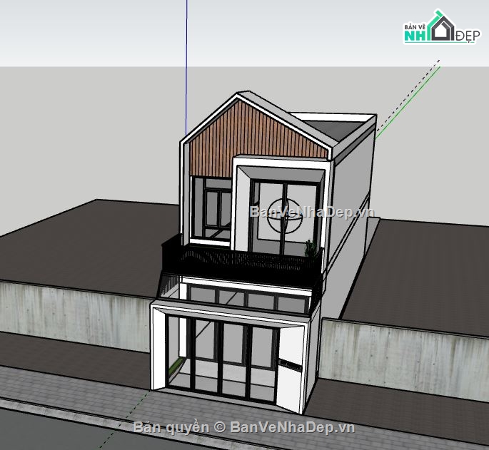 Nhà phố 2 tầng,model su nhà phố 2 tầng,file sketchup nhà phố 2 tầng