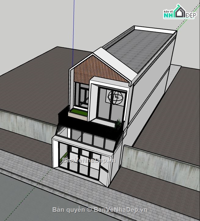 Nhà phố 2 tầng,model su nhà phố 2 tầng,file sketchup nhà phố 2 tầng