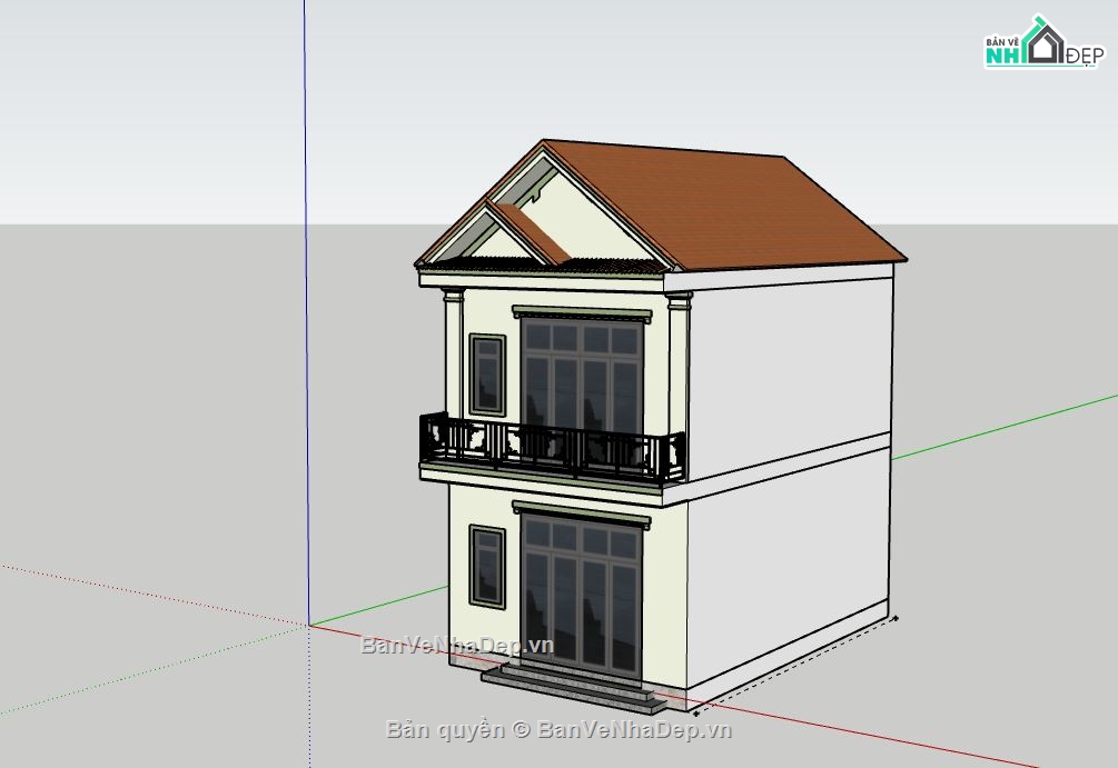 Nhà phố 2 tầng,Model su nhà phố 2 tầng,mẫu nhà phố 2 tầng sketchup