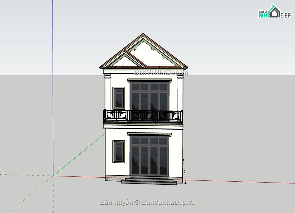 Nhà phố 2 tầng,Model su nhà phố 2 tầng,mẫu nhà phố 2 tầng sketchup