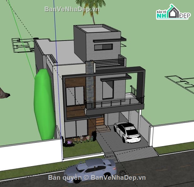 Nhà phố 2 tầng,model su nhà phố 2 tầng,file su nhà phố 2 tầng,sketchup nhà phố 2 tầng,nhà phố 2 tầng sketchup