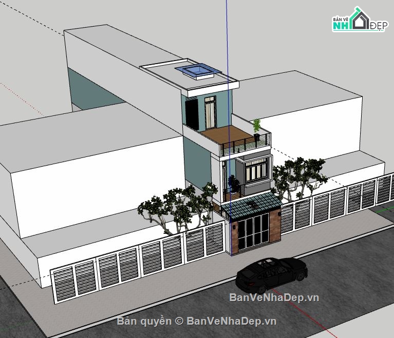 Nhà phố 3 tầng,model su nhà phố 3 tầng,sketchup nhà phố 3 tầng