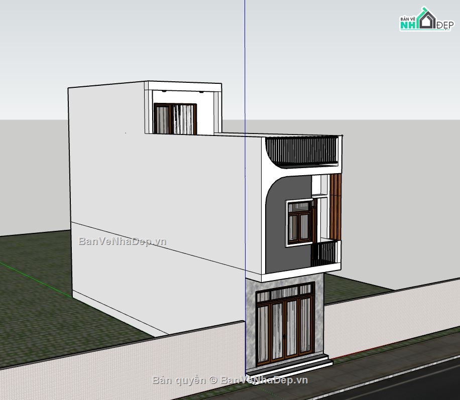 nhà phố 3 tầng,file su nhà phố 3 tầng,sketchup nhà phố 3 tầng