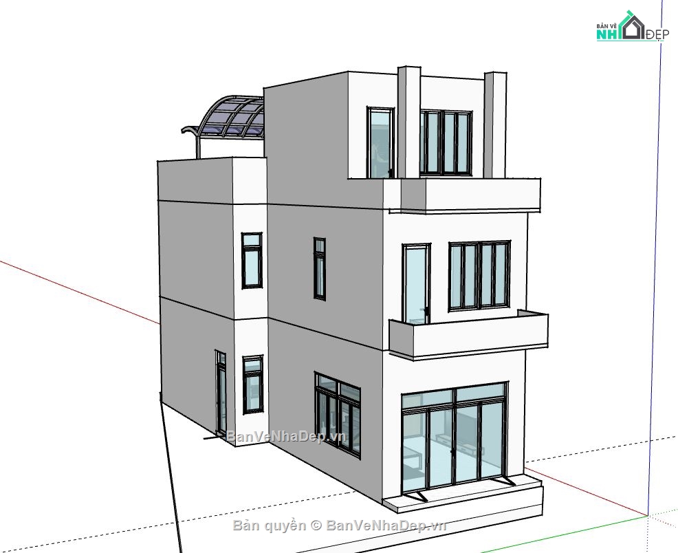 Nhà phố 3 tầng,Model su nhà phố 3 tầng,file su nhà phố 3 tầng