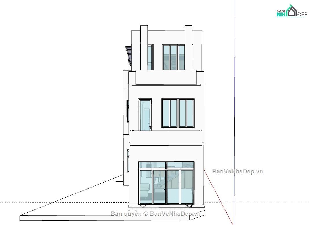 Nhà phố 3 tầng,Model su nhà phố 3 tầng,file su nhà phố 3 tầng