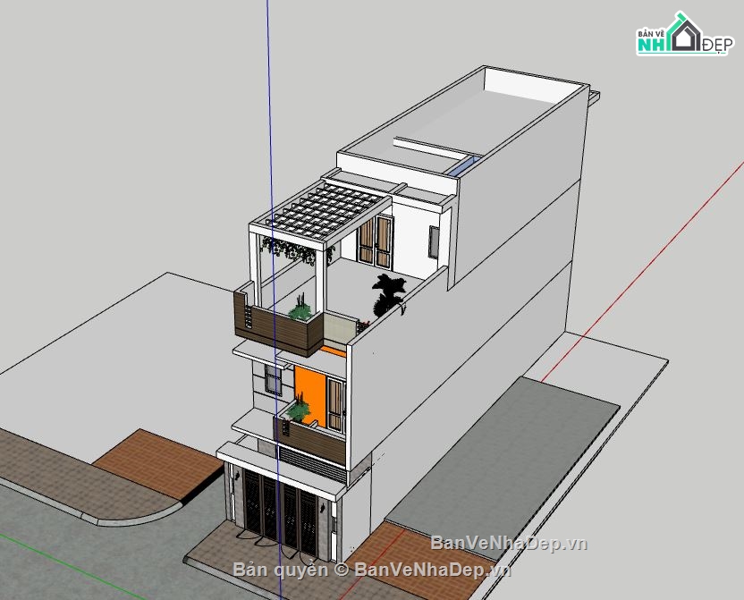 Nhà phố 3 tầng,model su nhà phố 3 tầng,Nhà 3 tầng đẹp