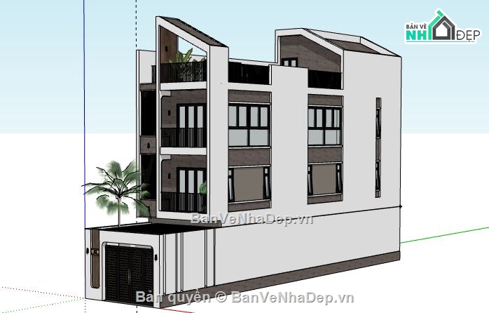 Nhà phố 4 tầng,model su nhà phố 4 tầng,nhà phố 4 tầng file sketchup