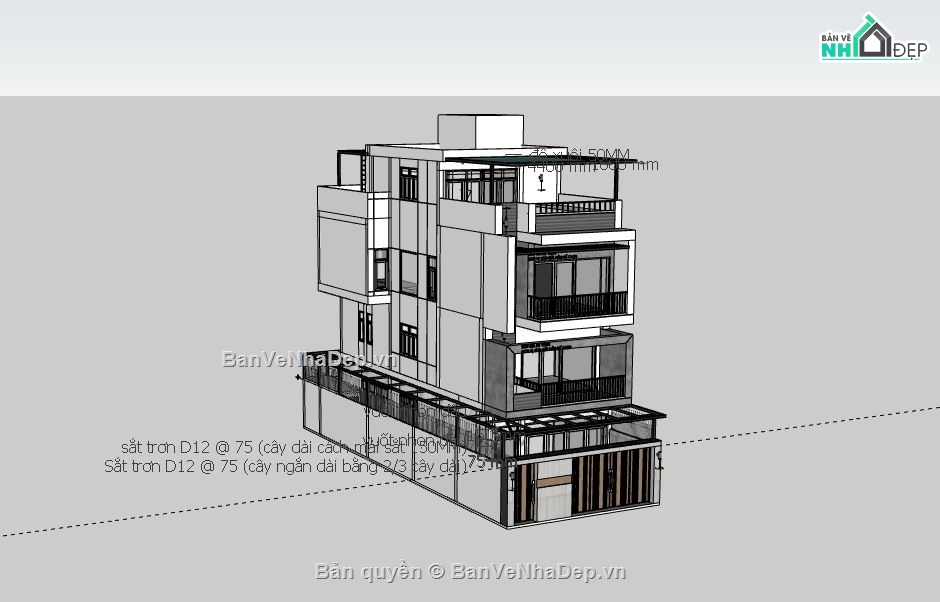 Nhà phố 4 tầng,file su nhà phố 4 tầng,sketchup nhà phố 4 tầng