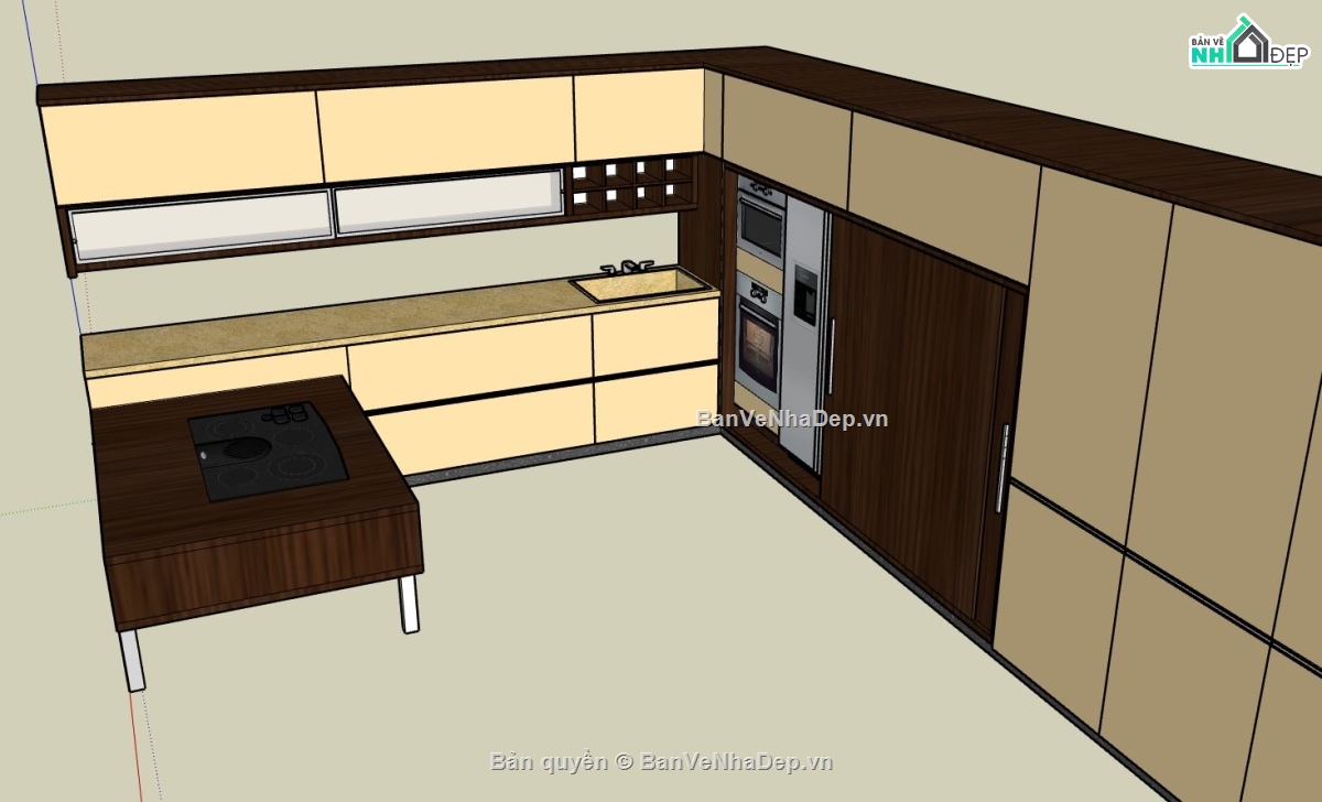 nội thất phòng bếp,sketchup phòng bếp,su phòng bếp
