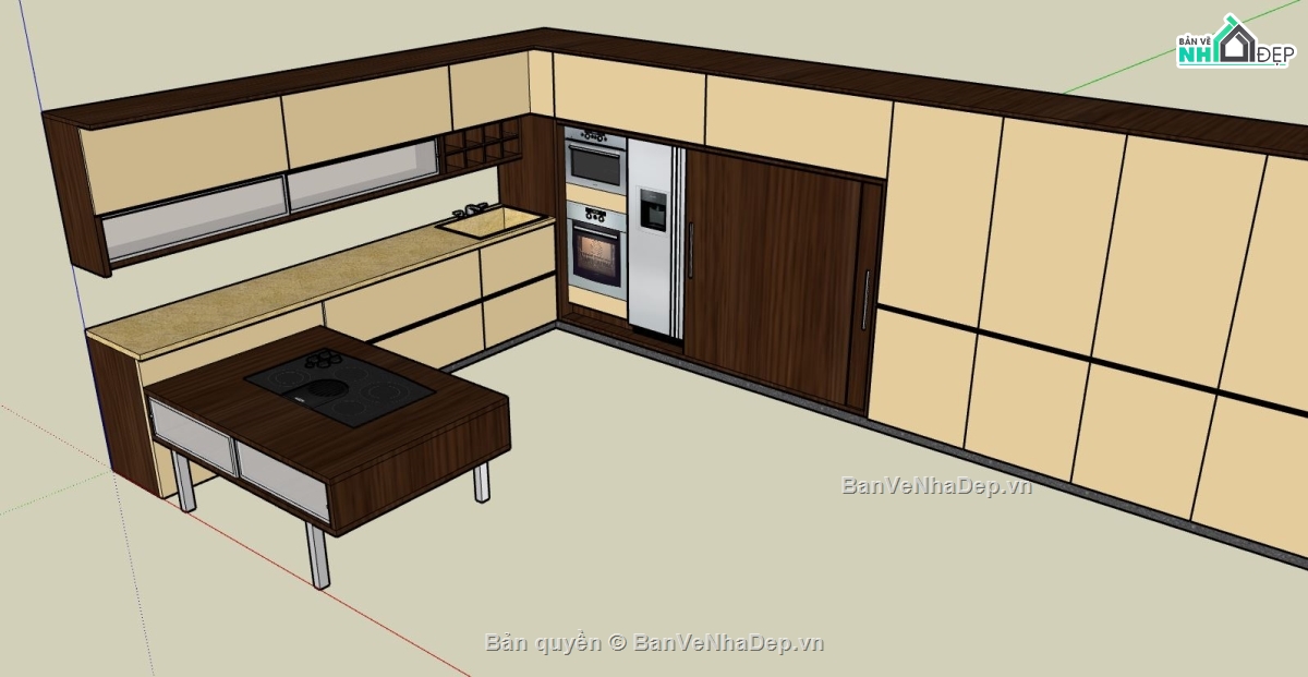 nội thất phòng bếp,sketchup phòng bếp,su phòng bếp