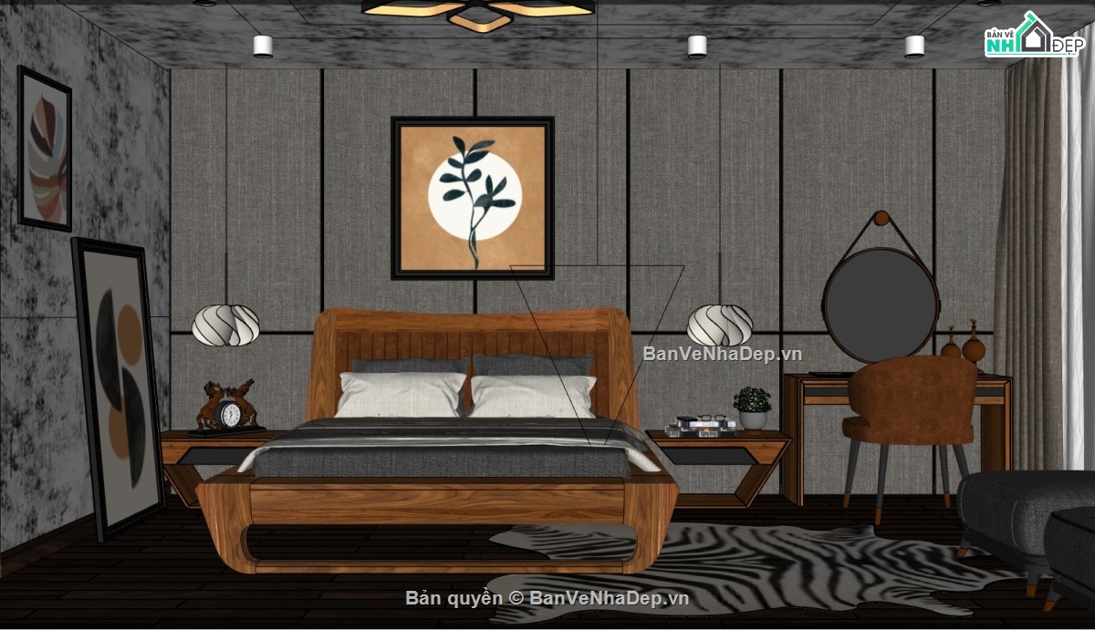 nội thất phòng ngủ,model 3d nội thất phòng ngủ,mẫu nội thất phòng ngủ,sketchup nội thất phòng ngủ