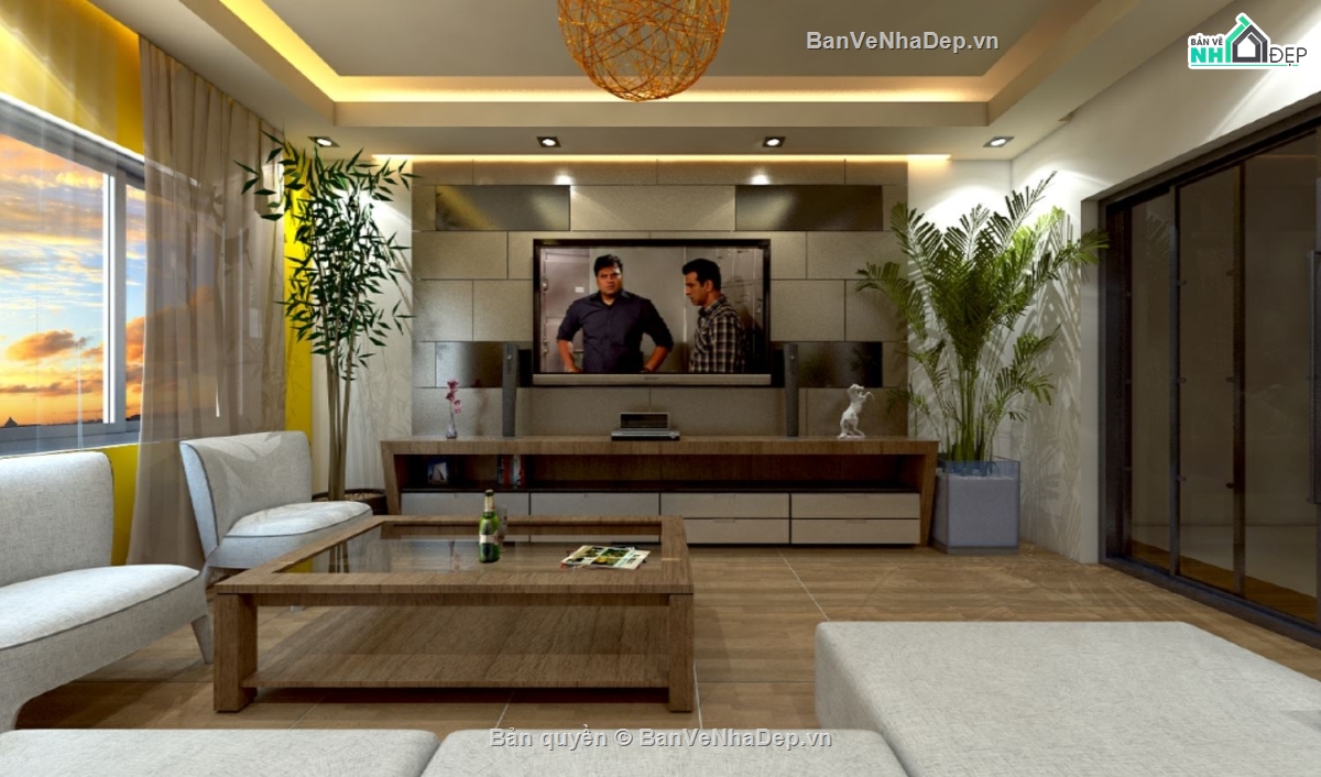 phòng khách hiện đại,phòng khách sketchup,nội thất phòng khách