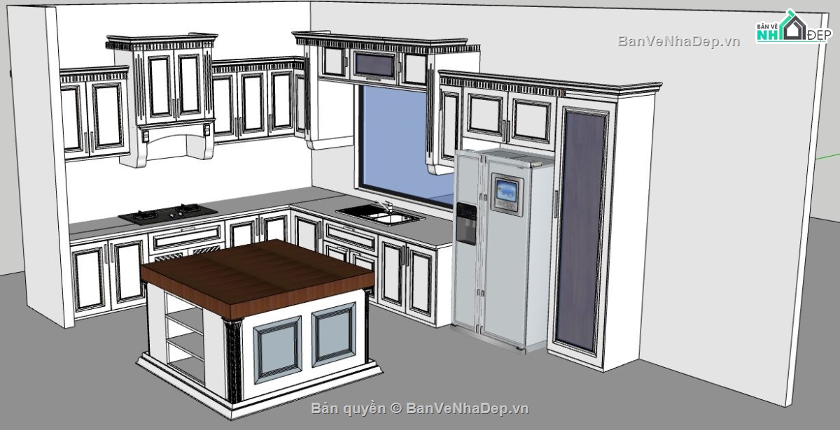 phòng bếp,Sketchup bếp,nội thất phòng bếp,mẫu thiết kế phòng bếp