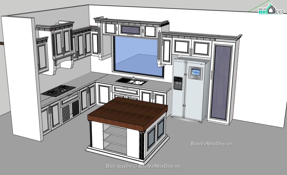 phòng bếp,Sketchup bếp,nội thất phòng bếp,mẫu thiết kế phòng bếp