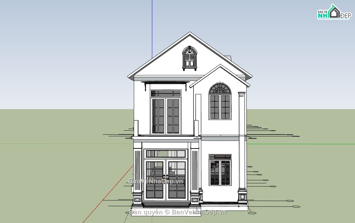 Nhà 2 tầng,Model su nhà 2 tầng,file su nhà phố 2 tầng