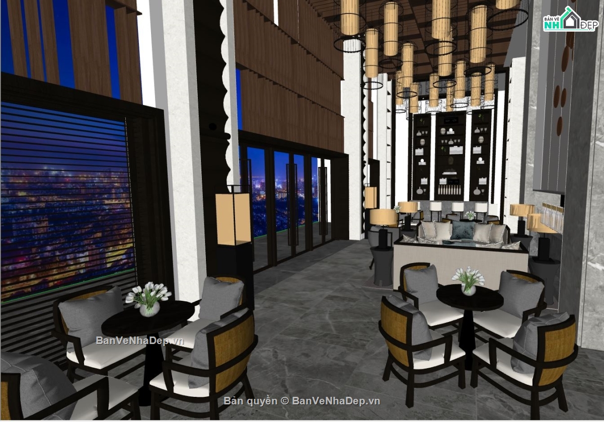 Sketchup mẫu nội thất,nội thất quán cà phê,mẫu nội thất quán cà phê