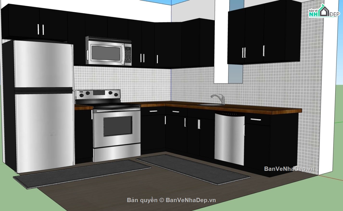 nội thất phòng bếp,sketchup nội thất phòng bếp,model su phòng bếp