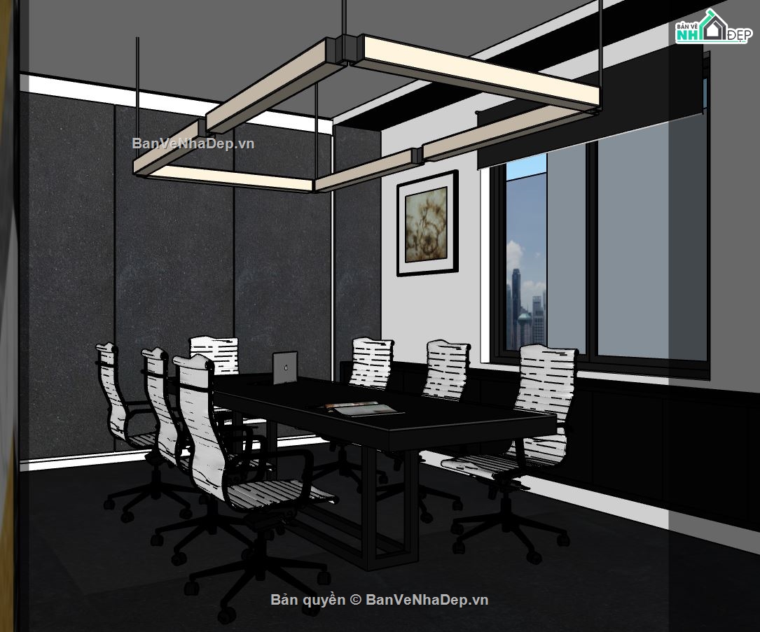 phòng họp dựng 3d su,Sketchup mẫu nội thất,sketchup nội thất phòng họp,file su phòng họp