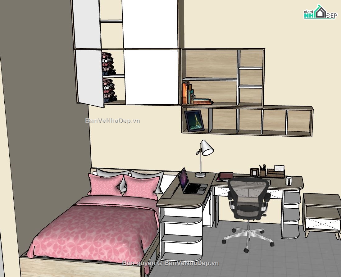 nội thất phòng ngủ,Sketchup mẫu nội thất,nội thất phòng ngủ cho bé,nội thất phòng bé