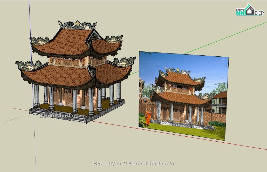 Chùa,file su chùa,chùa file sketchup