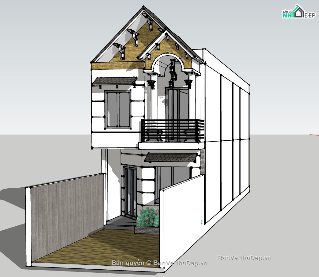 model su nhà phố,su nhà phố,file sketchup nhà phố