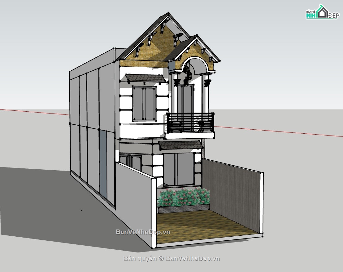 model su nhà phố,su nhà phố,file sketchup nhà phố