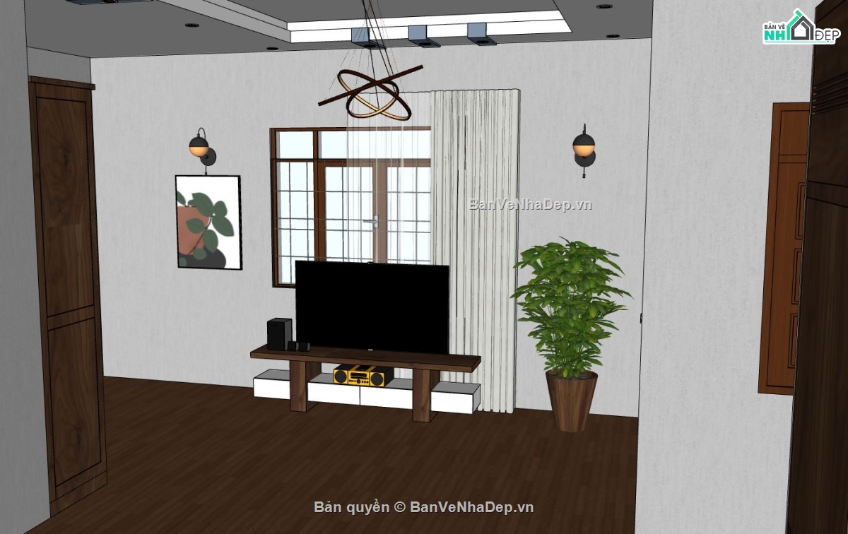 nội thất phòng khách,sketchup phòng khách,Sketchup mẫu nội thất