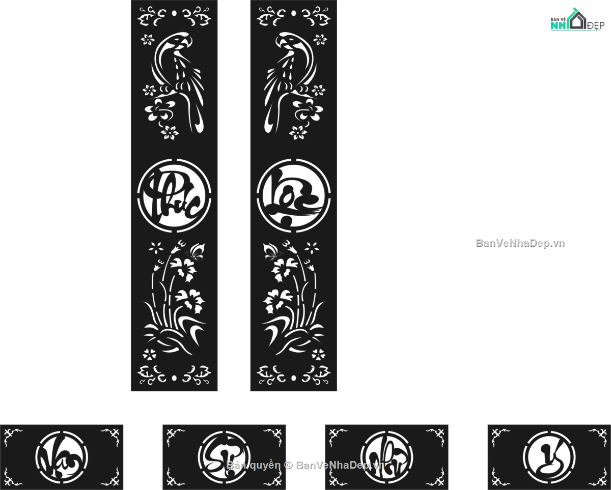 Cổng phúc lộc,file dxf cổng phúc lộc,Cổng cnc mới nhất,Cổng cnc file dxf