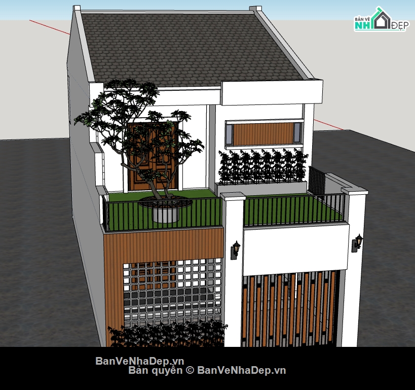 nhà phố 2 tầng file su,file su nhà phố 2 tầng,model su nhà phố 2 tầng,model sketchup nhà phố 2 tầng