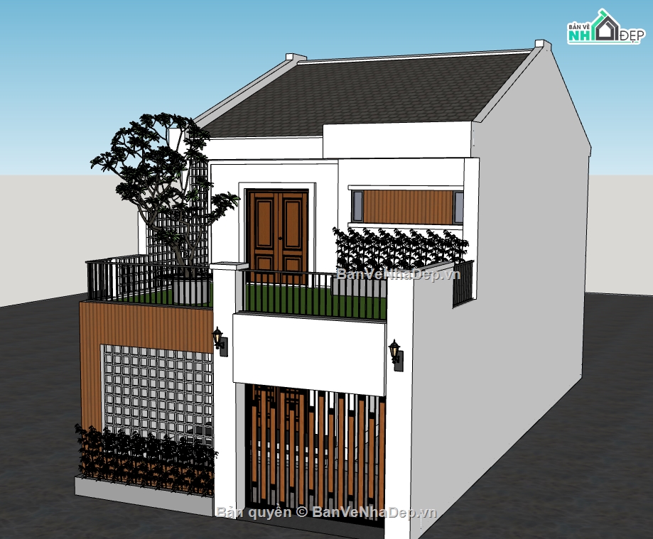 nhà phố 2 tầng file su,file su nhà phố 2 tầng,model su nhà phố 2 tầng,model sketchup nhà phố 2 tầng