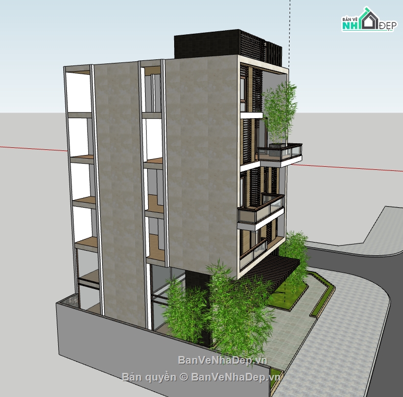 nhà phố 5 tầng file su,model su nhà phố 5 tầng,file su nhà phố 5 tầng,file sketchup nhà phố 5 tầng