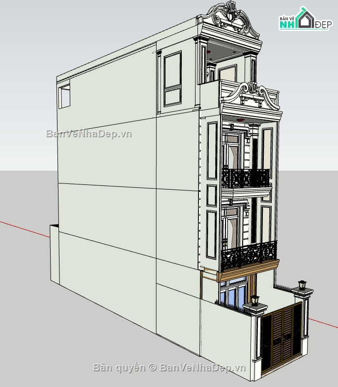 file sketchup nhà phố 4 tầng,model su nhà phố 4 tầng,file su nhà phố 4 tầng,nhà phố 4 tầng file su